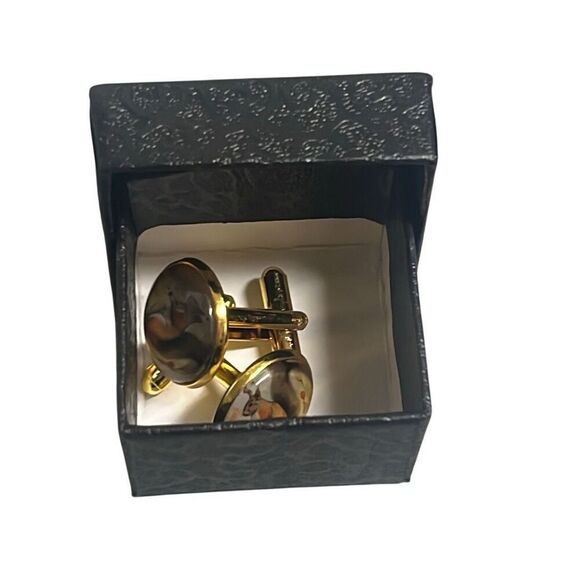 Squirrel Gold Tone Mens Dress Tuxedo Cufflinks NEW Business Formal Classic Kitsc - Picture 3 of 3